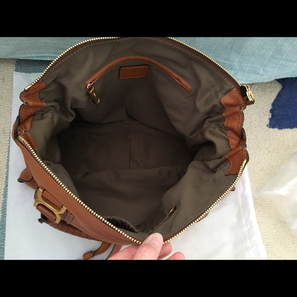 Chloe Tan Leather Satchel with Tassel Detail - Picture 4 of 8